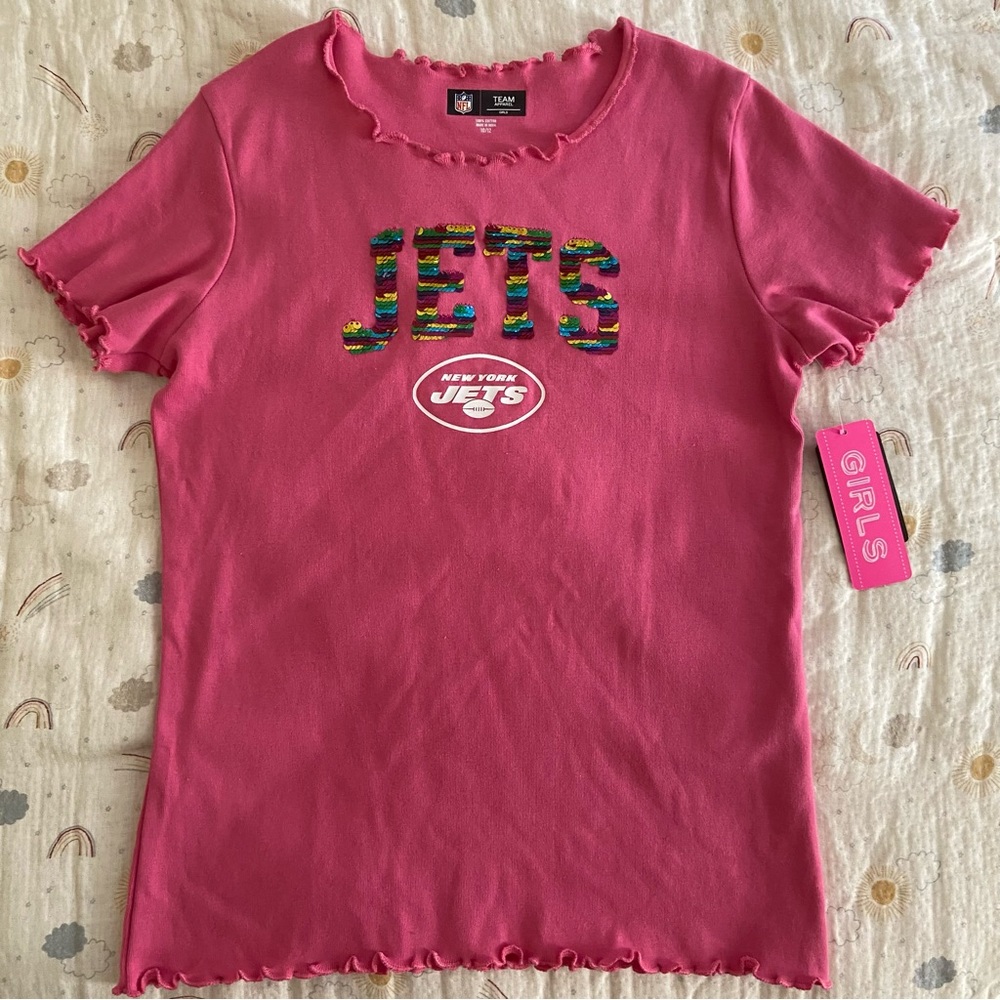 New York Jets Pink Girls Shirt 10-12 NWT